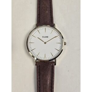 Cluse Women's Goldtone Quartz Watch‎ Brown Leather Band Gold Case White Dial NWT